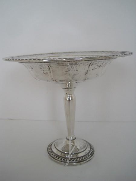 Backes Sterling Weighted Base Compote Pierced Rim/Embossed Rope Design (257+/- grams)