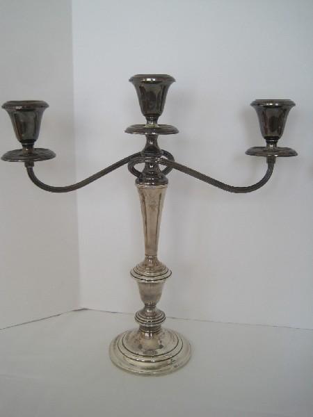 Elegant Pair Gorham Sterling 3 Light Candelabras Twist Design Arms- 1245+/- grams each