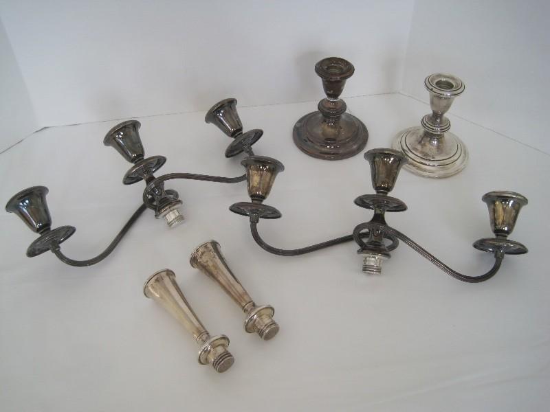 Elegant Pair Gorham Sterling 3 Light Candelabras Twist Design Arms- 1245+/- grams each