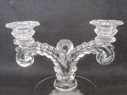 Pair - Cambridge Depression Glass Clear Martha Pattern Line 3600 Double Candle Sticks