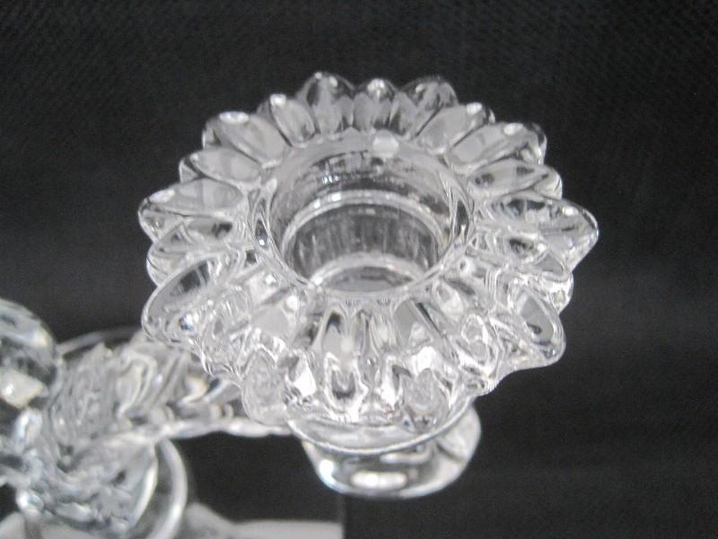 Pair - Cambridge Depression Glass Clear Martha Pattern Line 3600 Double Candle Sticks