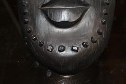 African Design Wall Décor Masks, Black Plaster/Clay 13"