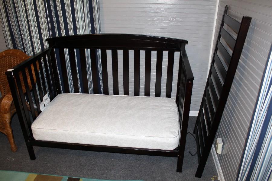 Black Wooden Baby Crib Slat w/ Curved/Bow Finial