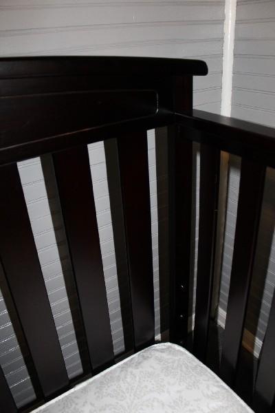 Black Wooden Baby Crib Slat w/ Curved/Bow Finial