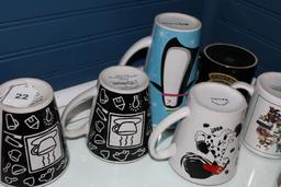 Ceramic Coffee Cups/Mugs Lot w/ 5¢ Coffee Refill/Morning Brew Coasters & 1 Giant Coffee Cup