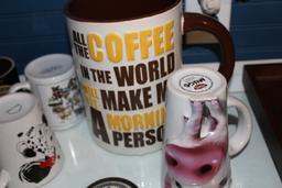 Ceramic Coffee Cups/Mugs Lot w/ 5¢ Coffee Refill/Morning Brew Coasters & 1 Giant Coffee Cup