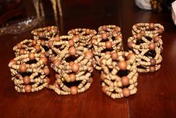 11 Brown/Amber Wood Bead Napkin Holders
