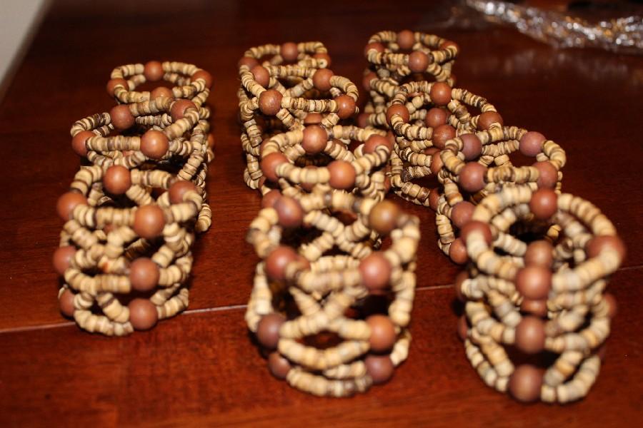 11 Brown/Amber Wood Bead Napkin Holders