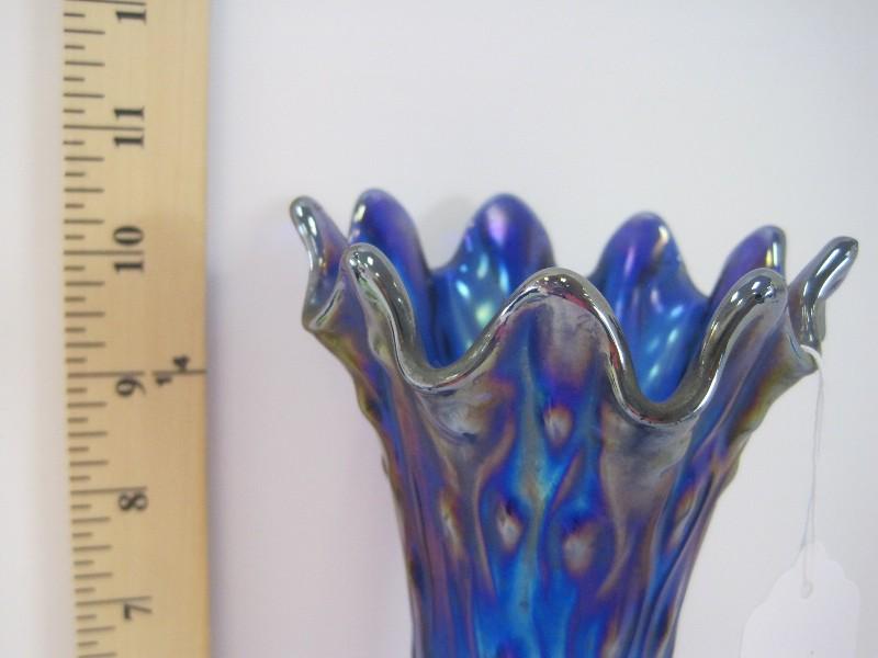 Super Rare Northwood Glass Co. Tree Trunk Pattern Sapphire Cobalt Iridescent Carnival Vase