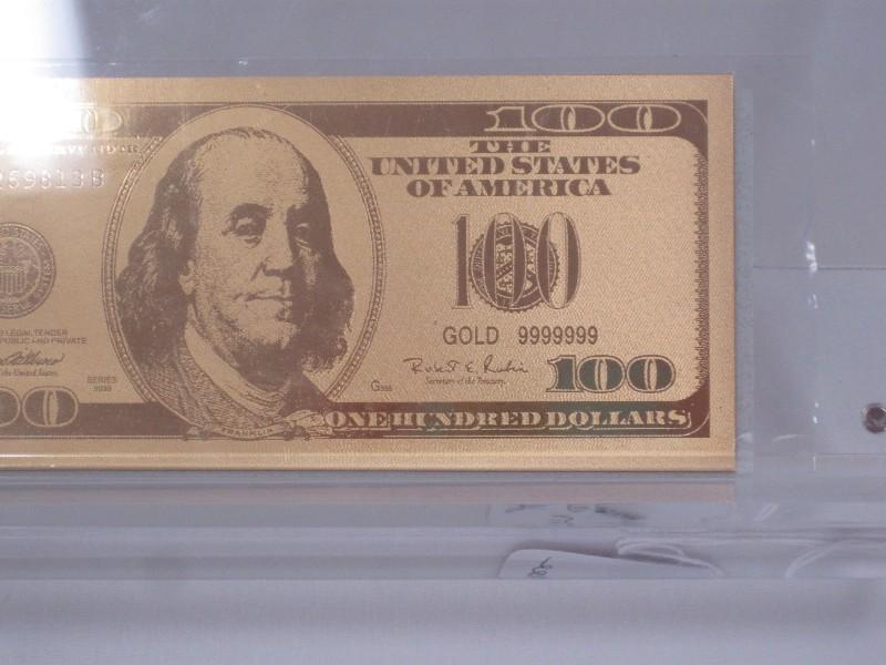 $100 24k Gold Bank Note Bill Perfectly-Struck Replica of U.S. $100 Note