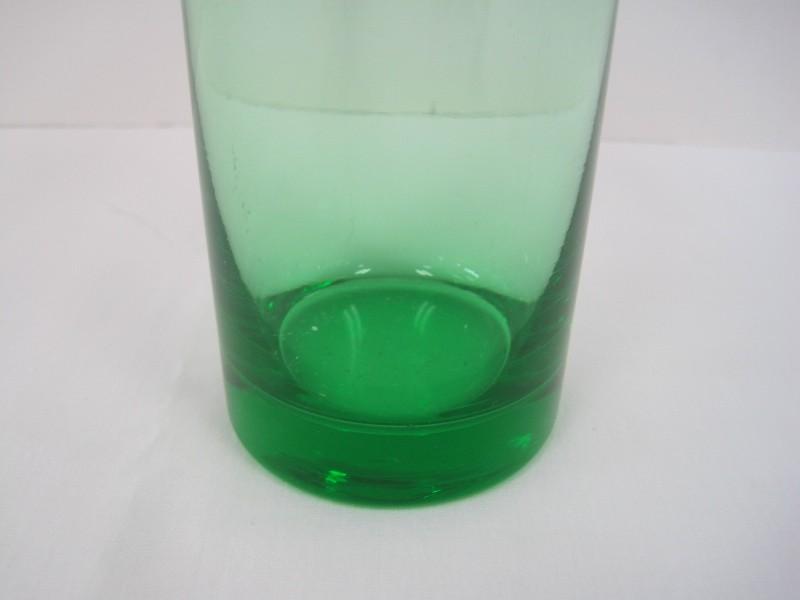 Vintage Green Uranium Transparent Depression Glass Cylinder Vase