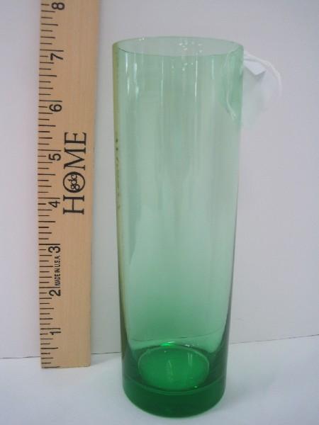 Vintage Green Uranium Transparent Depression Glass Cylinder Vase
