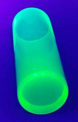 Vintage Green Uranium Transparent Depression Glass Cylinder Vase