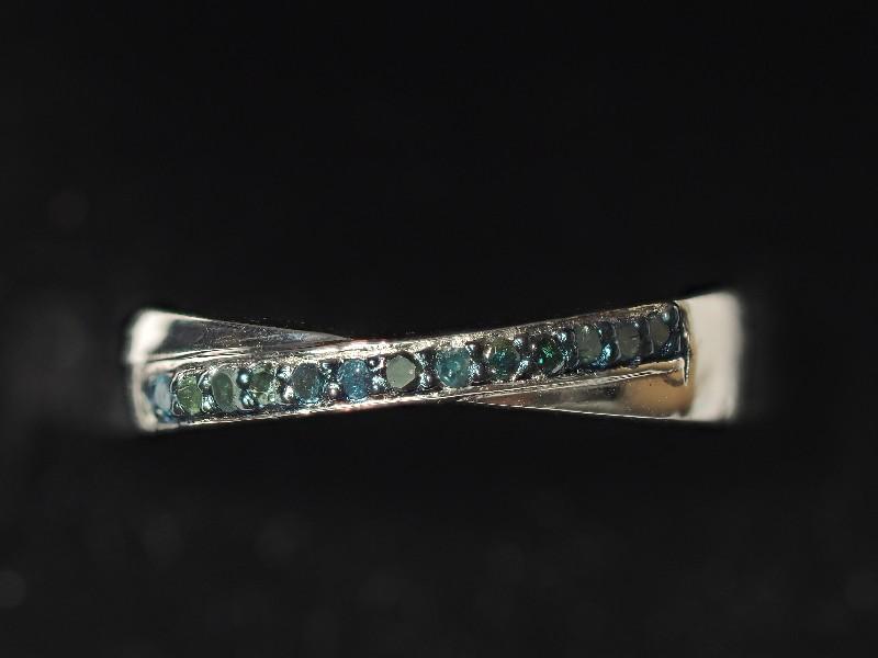 Silver Blue Diamond Men's Ring