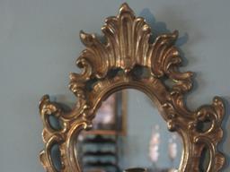 Brass Rococo Style Mirrored Back Wall Sconce