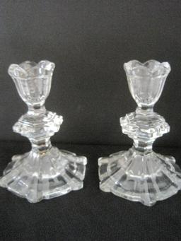 3 Pair - Crystal Candle Sticks Diamond & Other Patterns