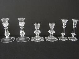 3 Pair - Crystal Candle Sticks Diamond & Other Patterns