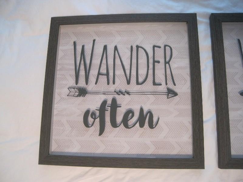 Pair - Wonder Always/Wander Often Shadow Box Framed Calligraphy