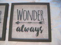 Pair - Wonder Always/Wander Often Shadow Box Framed Calligraphy