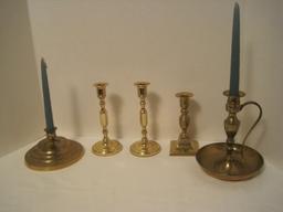 Lot - Pair Baldwin Brass Colonial Design Candle Sticks 7 1/4"