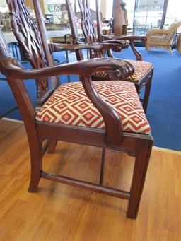 Solid Mahogany Wooden Chairs by Art Welling w/ Ornate Acanthus Leaf/Lattice Backs