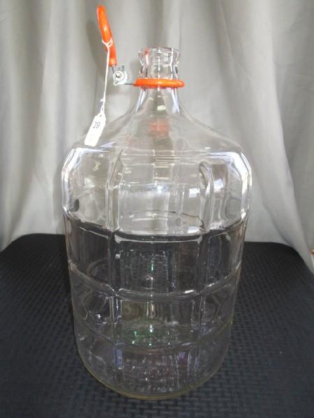 Large Square-Cut Coin Glass Bottle w/ Carry Handle