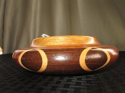 Wooden Curled/Lattice Style Bowl Signed on Bottom