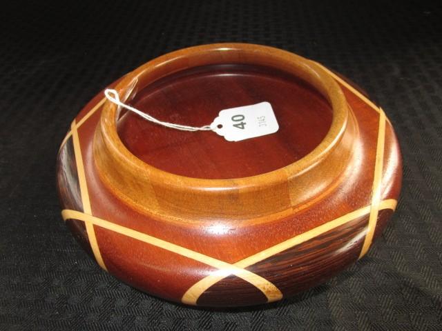 Wooden Curled/Lattice Style Bowl Signed on Bottom