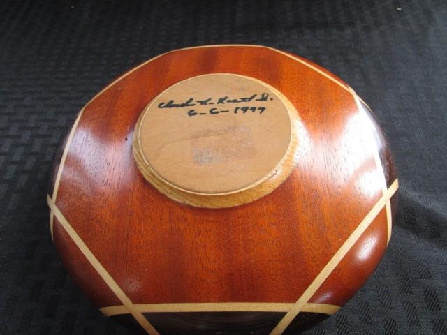 Wooden Curled/Lattice Style Bowl Signed on Bottom