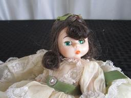 Madame Alexander "Scarlotte" Doll Plastic Face/Feet/ Cloth Body White Dress