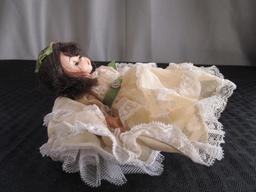 Madame Alexander "Scarlotte" Doll Plastic Face/Feet/ Cloth Body White Dress