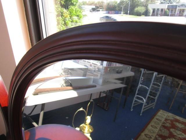 The Bombay Co. Cherry Wood Veneer Vanity Curled/Ornate Arm w/ Oval Mirror