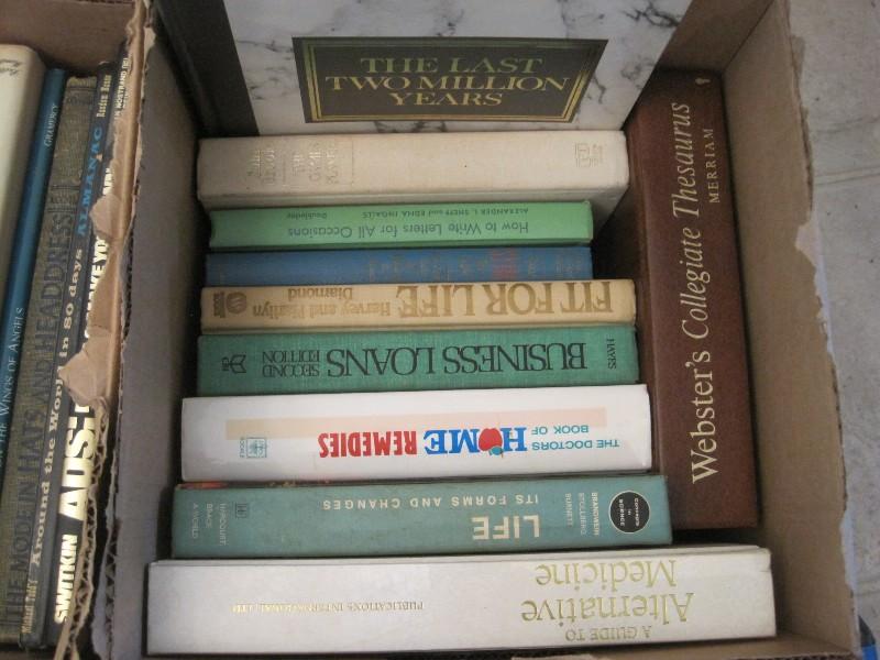 Lot - 3 Boxes Misc. Books House Plants, Medical Self Help, Decorating, Etc.