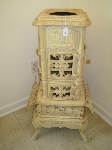 Antique Grand Cast Iron Coal Heaters Store Traditional Ornate Design Urn