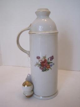 Scotch Porcelain Handled Decanter Bottle w/ Floral Spray/Gilt Trim