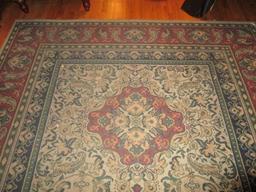 Ornate Imperial Design Floor Rug Green/Red