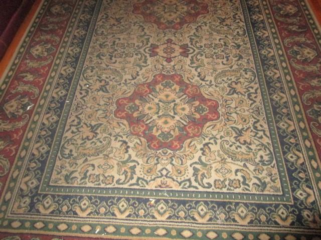 Ornate Imperial Design Floor Rug Green/Red