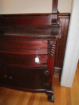 Vintage Cherry Wood 2 Drawers Over 2 Hutch Doors Dresser w/ Clothes Organizer