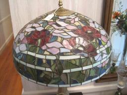 Elegant Tiffany Style Floral Shade w/ Band Accent Table Lamp