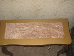 River of Goods Console Entry Table w/ Pink Marble Top Insert