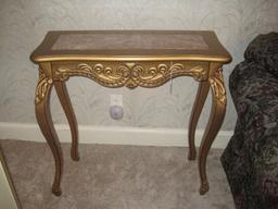 River of Goods Console Entry Table w/ Pink Marble Top Insert