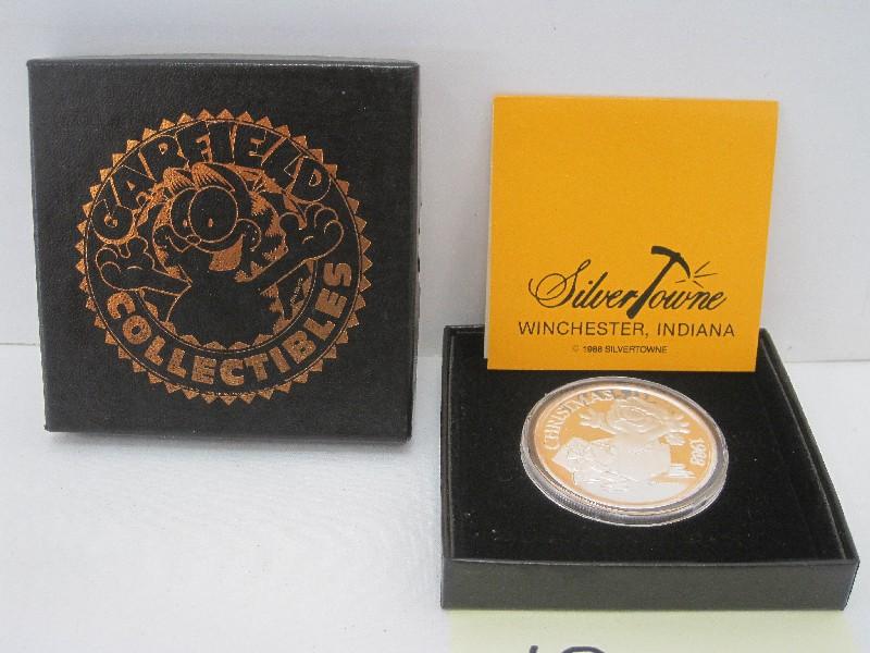 Silver Towne Christmas 1988 Limited Edition 1 Troy Ounce .999 Fine Silver Medallion