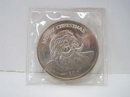 1987 Merry Christmas 1 Troy Ounce .999 Fine Silver Coin