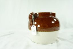 Vintage Pottery 2 Tone Glazed Bean Crock No Lid