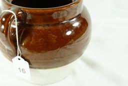 Vintage Pottery 2 Tone Glazed Bean Crock No Lid