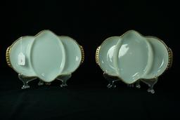 Pair - 1970's Anchor Hocking "Swirl Golden Anniversary" Milk Glass Sectioned Dish