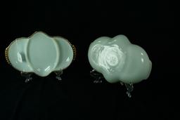 Pair - 1970's Anchor Hocking "Swirl Golden Anniversary" Milk Glass Sectioned Dish