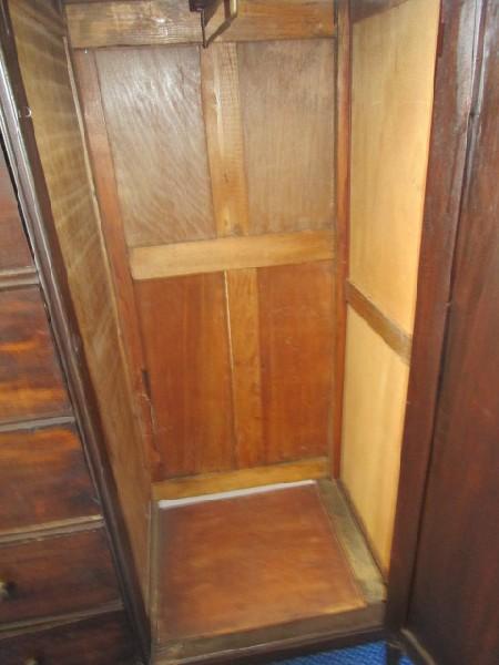 Wooden Vintage Wardrobe Closet, 6 Drawers 1 Door w/ Inlay Metal Rail, Column Sides