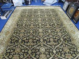 Capel Inc. Black/Cream 100% Wool Pile Floor Rug Ornate Scalloped/Leaf/Wave Pattern