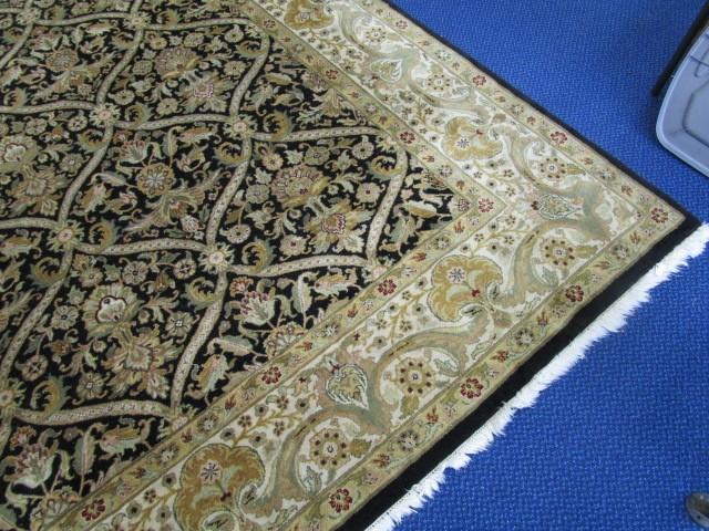 Capel Inc. Black/Cream 100% Wool Pile Floor Rug Ornate Scalloped/Leaf/Wave Pattern